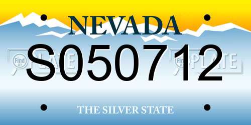 S050712 Nevada License Plate