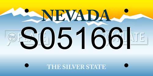 S05166I Nevada License Plate