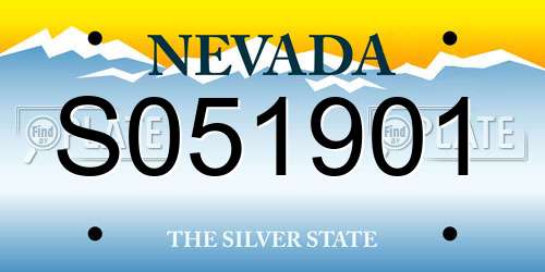 S051901 Nevada License Plate