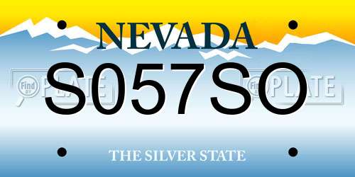 S057SO Nevada License Plate