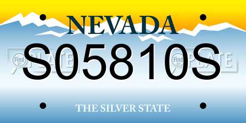 S05810S Nevada License Plate