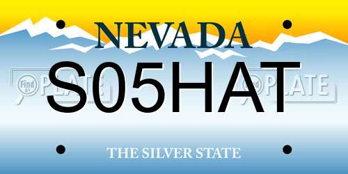 S05HAT Nevada License Plate