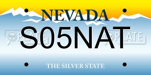 S05NAT Nevada License Plate