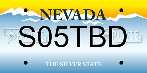S05TBD Nevada License Plate