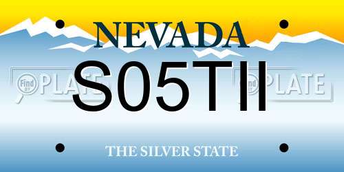 S05TII Nevada License Plate