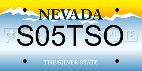 S05TSO Nevada License Plate