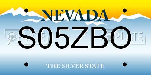 S05ZBO Nevada License Plate