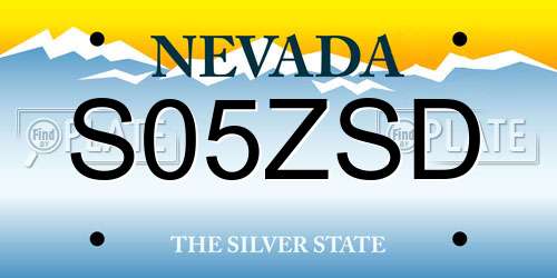 S05ZSD Nevada License Plate