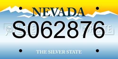 S062876 Nevada License Plate