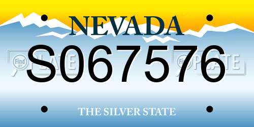 S067576 Nevada License Plate