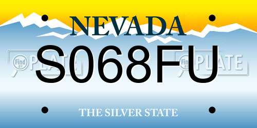 S068FU Nevada License Plate
