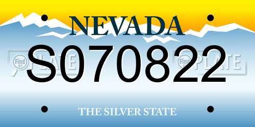 S070822 Nevada License Plate