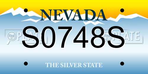S0748S Nevada License Plate