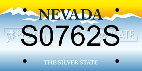 S0762S Nevada License Plate