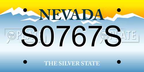 S0767S Nevada License Plate