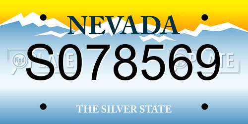 S078569 Nevada License Plate