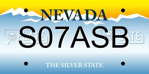 S07ASB Nevada License Plate