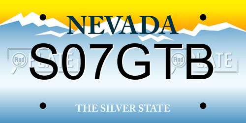 S07GTB Nevada License Plate