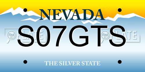 S07GTS Nevada License Plate