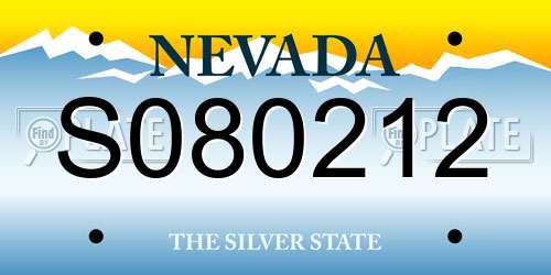 S080212 Nevada License Plate