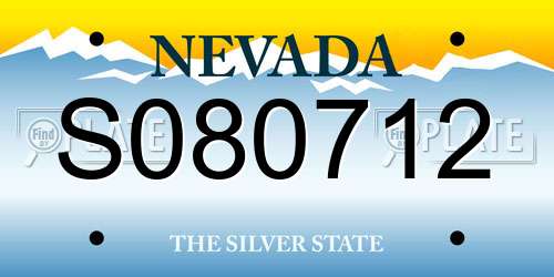 S080712 Nevada License Plate
