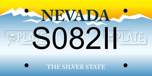 S082II Nevada License Plate
