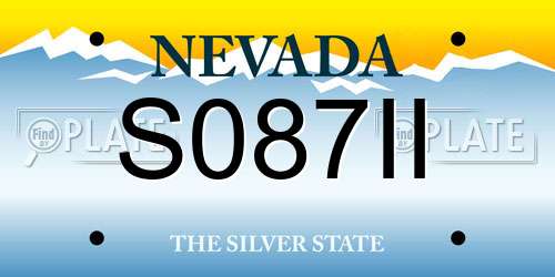 S087II Nevada License Plate