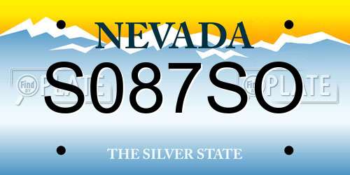 S087SO Nevada License Plate