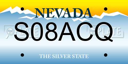 S08ACQ Nevada License Plate