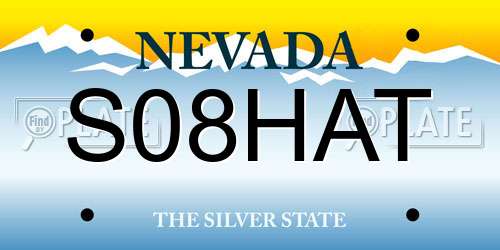 S08HAT Nevada License Plate