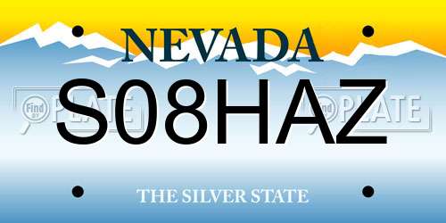 S08HAZ Nevada License Plate