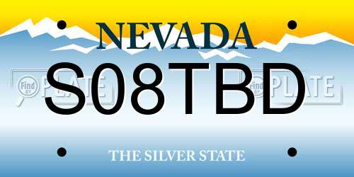 S08TBD Nevada License Plate