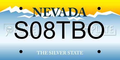 S08TBO Nevada License Plate