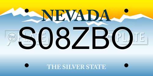 S08ZBO Nevada License Plate