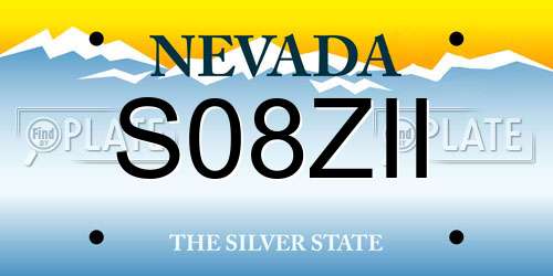 S08ZII Nevada License Plate