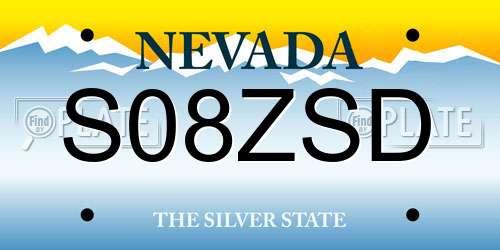 S08ZSD Nevada License Plate