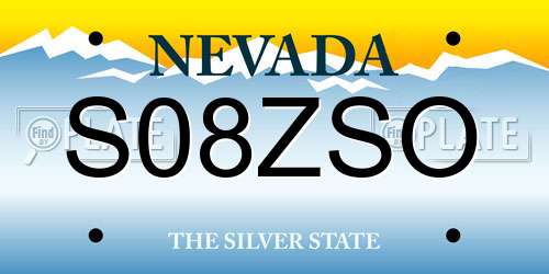 S08ZSO Nevada License Plate
