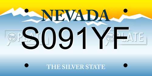 S091YF Nevada License Plate