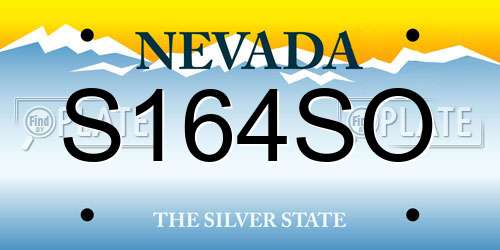S164SO Nevada License Plate
