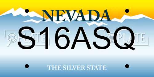 S16ASQ Nevada License Plate