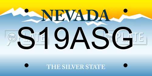 S19ASG Nevada License Plate