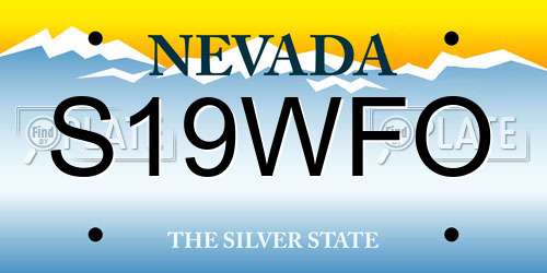 S19WFO Nevada License Plate