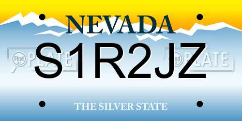 S1R2JZ Nevada License Plate