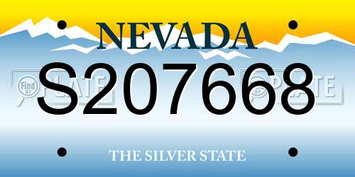 S207668 Nevada License Plate