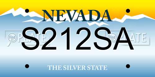 S212SA Nevada License Plate