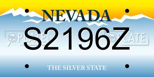 S2196Z Nevada License Plate