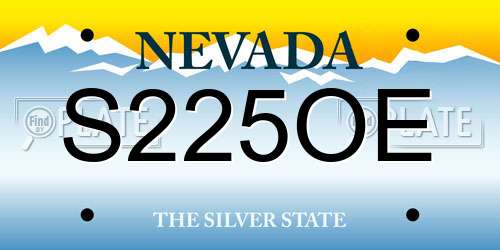 S225OE Nevada License Plate