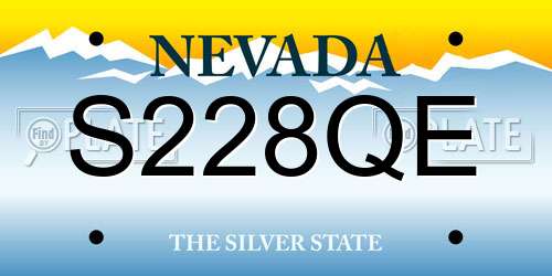 S228QE Nevada License Plate