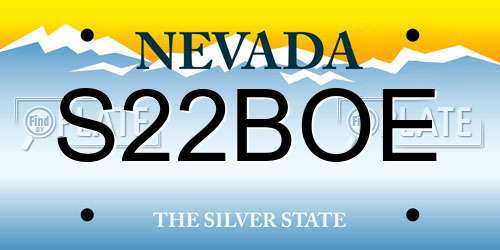 S22BOE Nevada License Plate