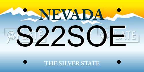 S22SOE Nevada License Plate